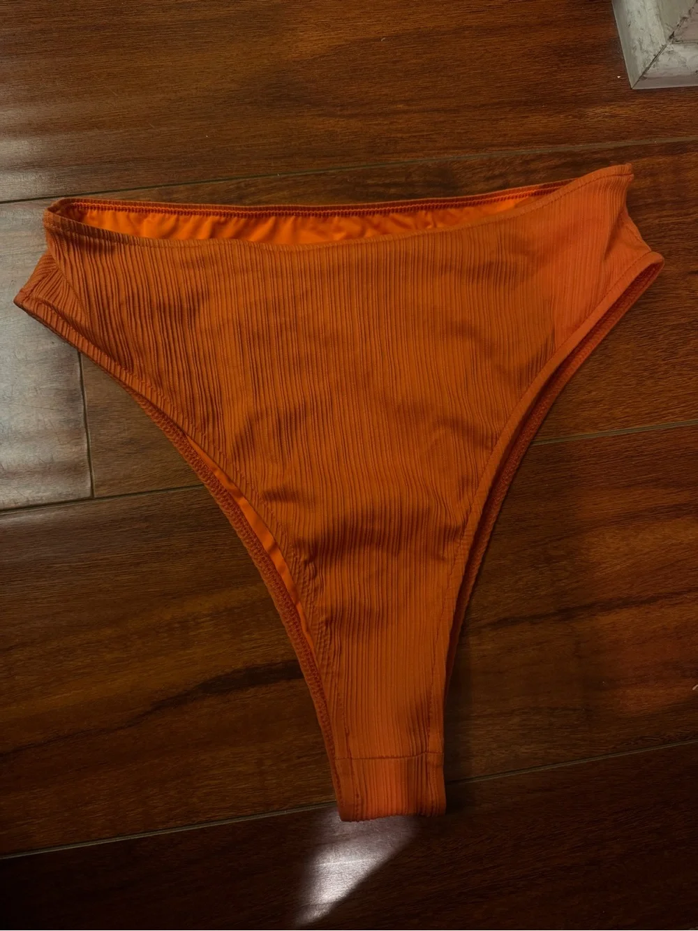 Frankie's Bikinis Vibrant Orange Ribbed High-Cut Bikini Bottom